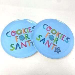 Target 10" Blue Dinner Plates 2 Pack Holiday Christmas "Cookies For Santa" Melam